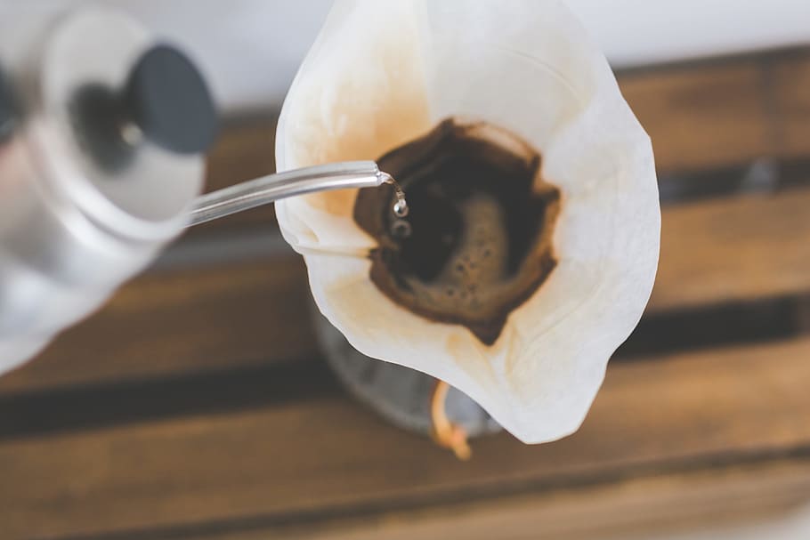 Fresh morning coffee in the Chemex filter, café, drink, drinking HD wallpaper