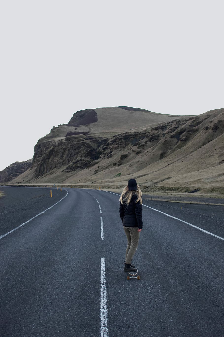 woman in black jacket skateboarding on gray road, skater, skating, HD wallpaper