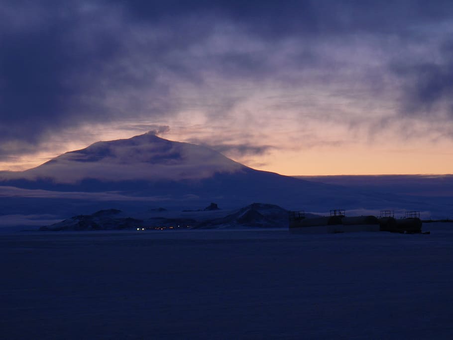 Mount, Erebus, Ross, Island, Ice, Shelf, antarctica, winter HD wallpaper