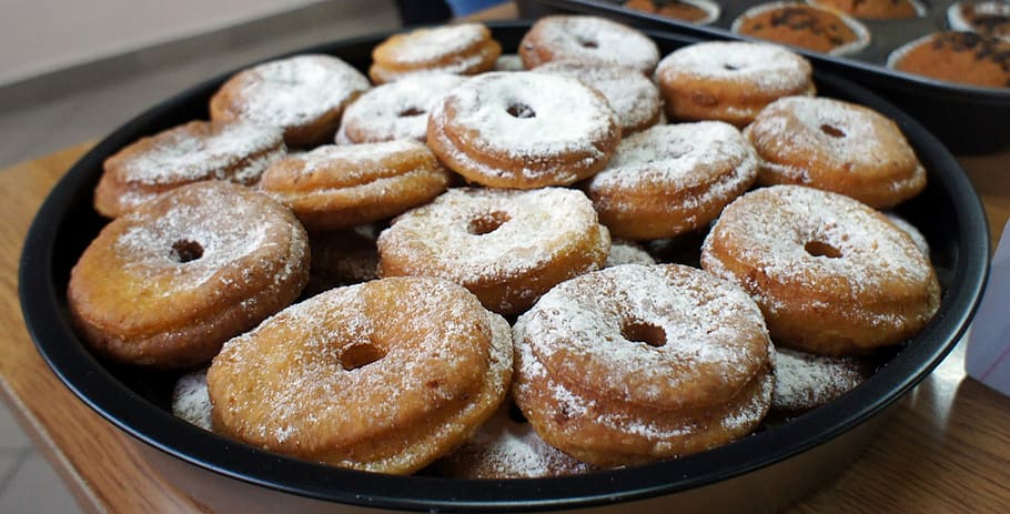 Fat Thursday, Donuts, bud, powdered sugar, food and drink, close-up