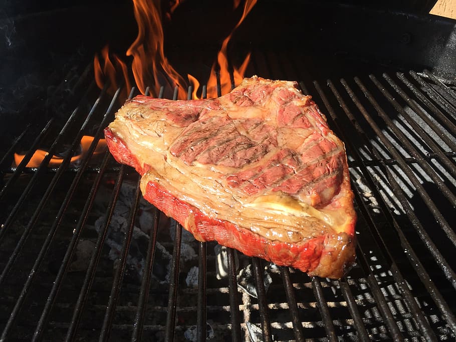 grilled beef, steak, embers, bbq, barbecue, meat, grid, food and drink HD wallpaper