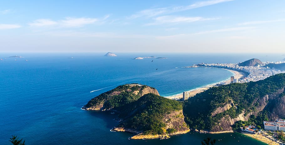 landscape photo of an island during daytime, sugar loaf pão de açúcar