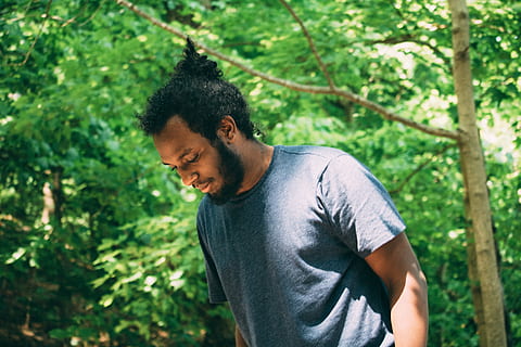 man wearing black crew-neck shirt near trees, people, alone HD wallpaper