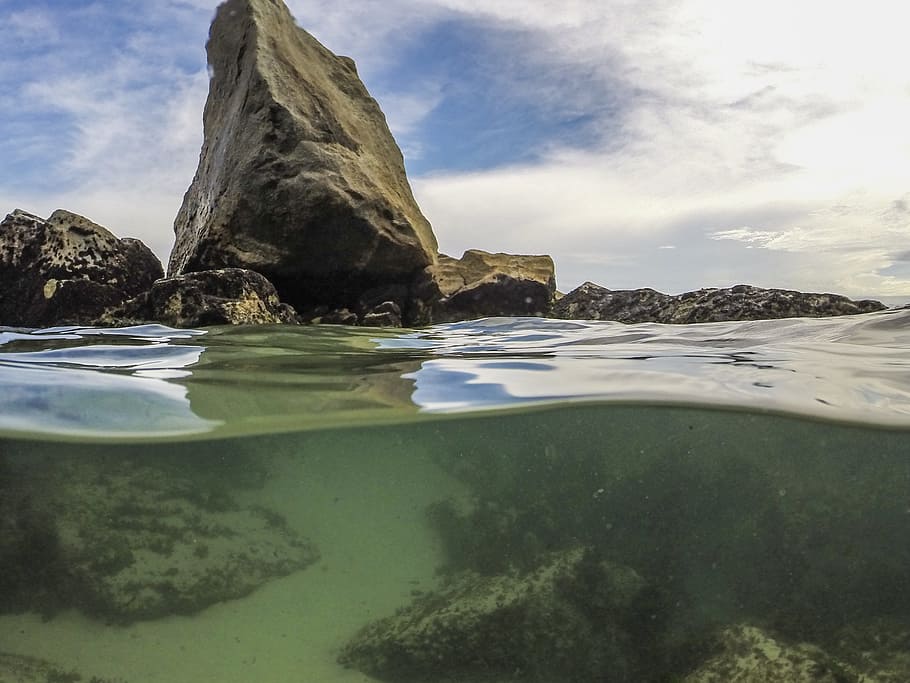 Diving, Beach, Stone, Nature, Rock, mar, water, ocean, cove HD wallpaper
