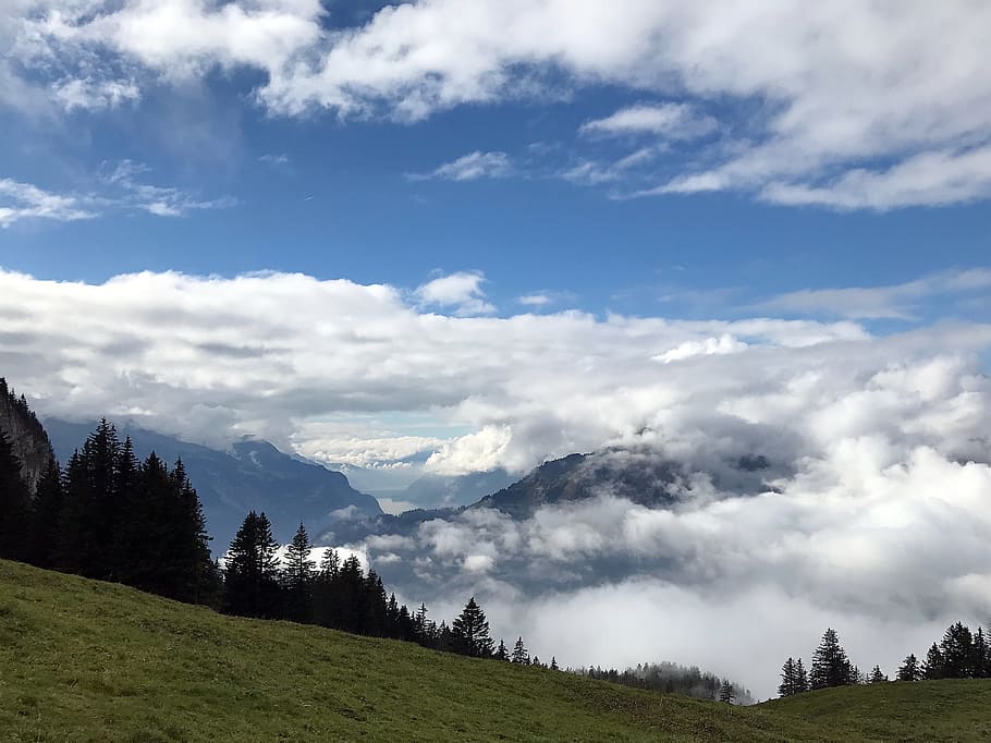 clouds, mountains, fog, sky, mood, scenics - nature, cloud - sky HD wallpaper