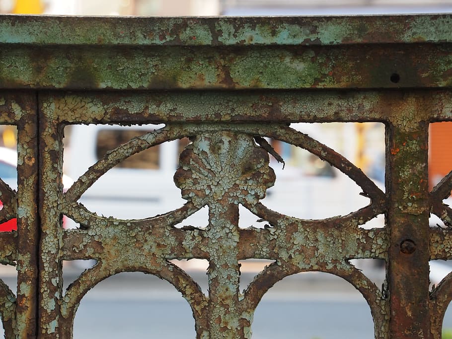 rust, brim, fence, road, rusty, metal, old, no people, close-up HD wallpaper