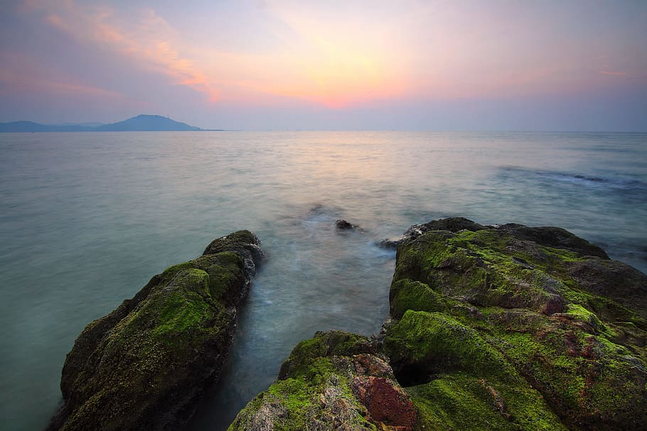sea, dawn, landscape, nature, beach, daylight, dusk, evening HD wallpaper