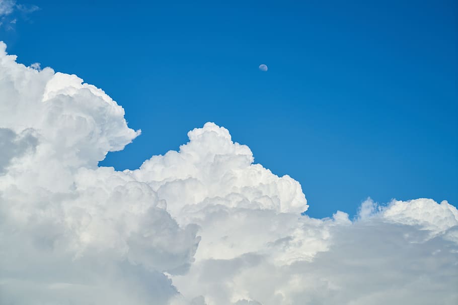 photo of white clouds, blue, background, composition, space HD wallpaper