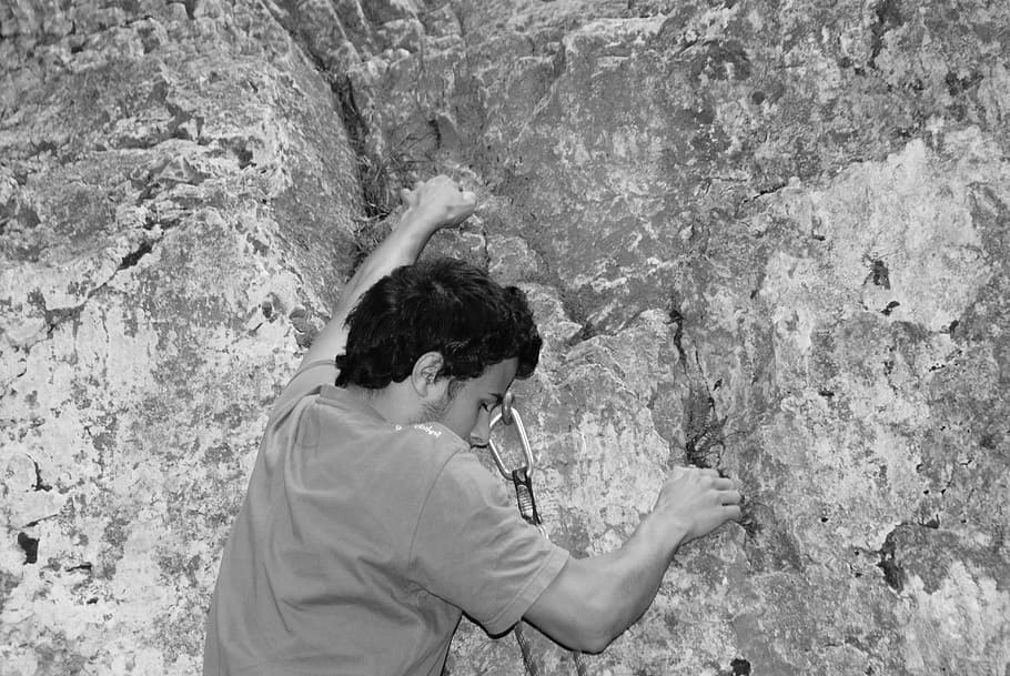 climbing, nature, mountain, one person, real people, leisure activity HD wallpaper