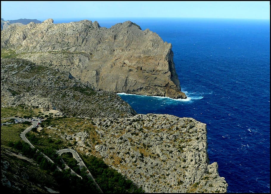 coast, sea, ocean, water, mediterranean, stones, rock, surf, HD wallpaper