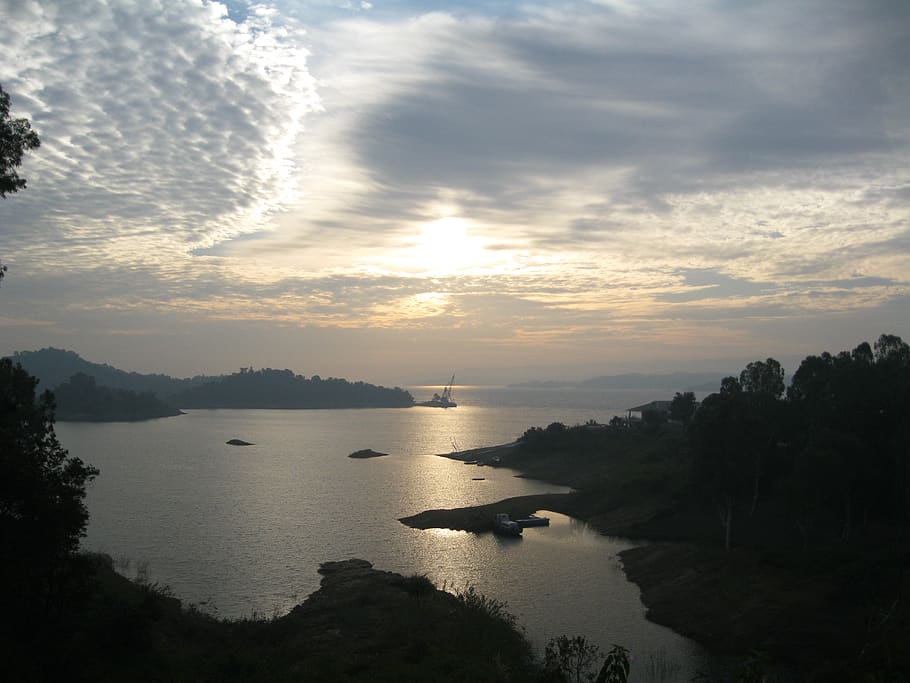 sunrise, sky, sunrays, landscape, clouds, nature, sea, morning HD wallpaper