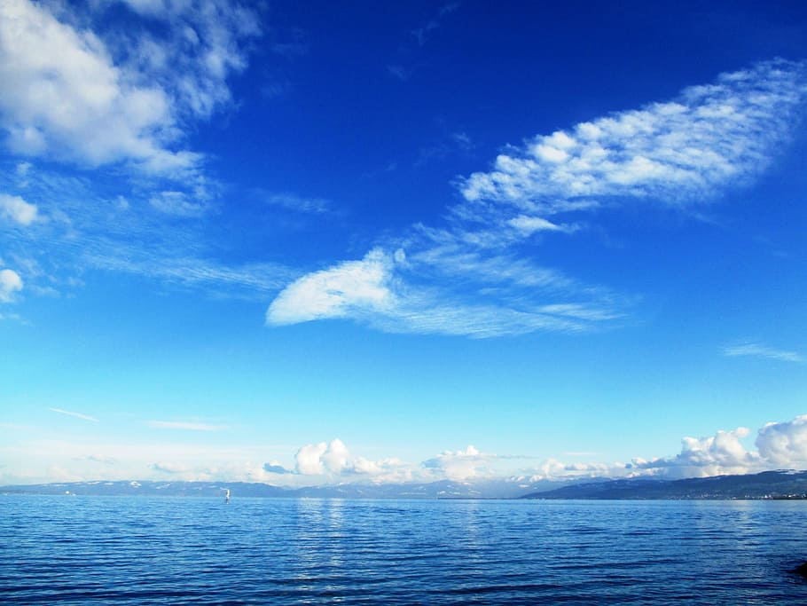 mood, water, sky, clouds, winter, mirroring, lake, lake constance HD wallpaper