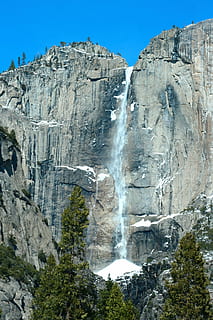 yosemite, waterfall, river, snow, valley, park, natural, national HD wallpaper