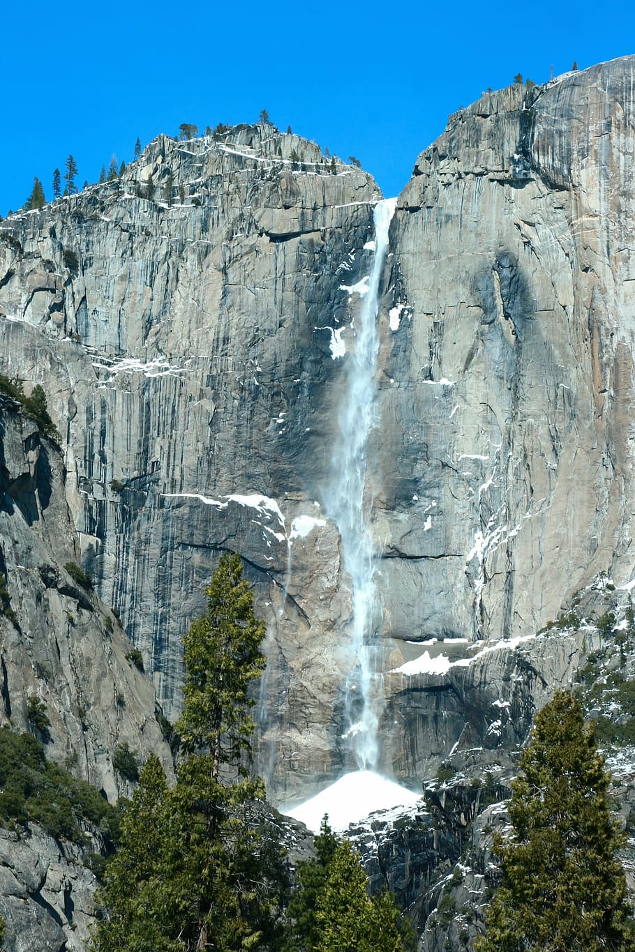 yosemite, waterfall, river, snow, valley, park, natural, national HD wallpaper