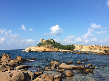 Taiwan, For Example Liu Geopark, sea, rock - object, sky, cloud - sky HD wallpaper
