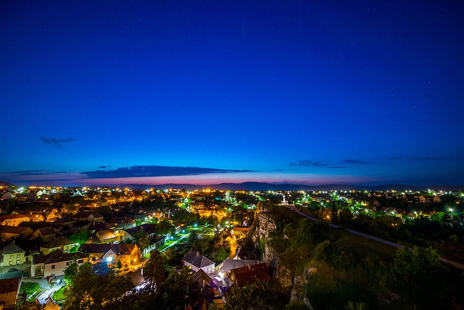 Areal Photography of House during Night Time, clouds, dawn, dusk HD wallpaper