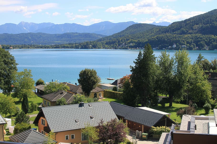 wörthersee, klagenfurt, austria, lake, outlook, alpine, water, HD wallpaper