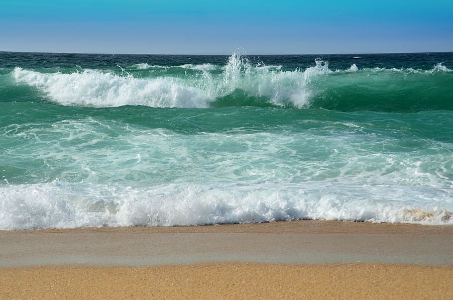 body of green water, surf, wave, sea, spray, beach, ocean surf HD wallpaper