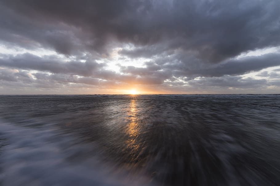 Sunset, Clouds, Sea, Ocean, Landscape, water, travel, summer HD wallpaper