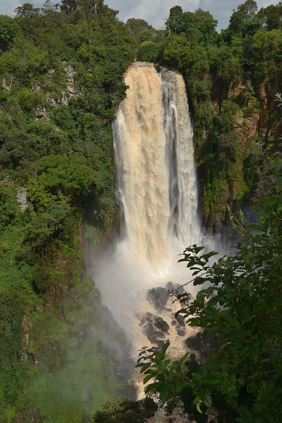 kenya, waterfall, nature, africa, travel, river, park, rock, HD wallpaper