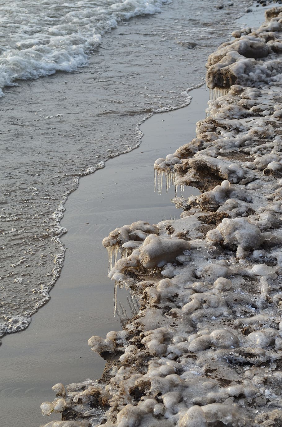 cold, ice, beach, winter, frozen, snow, cool, water, nature HD wallpaper