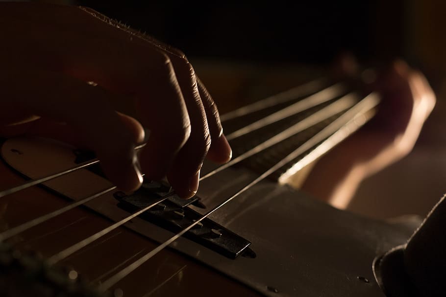 guitar, string, hand, musical, instrument, dark, musical instrument HD wallpaper