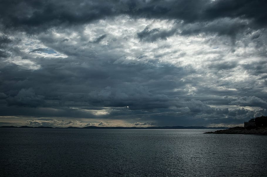 body of water during daytime, clouds, thunderstorm, clouds form HD wallpaper