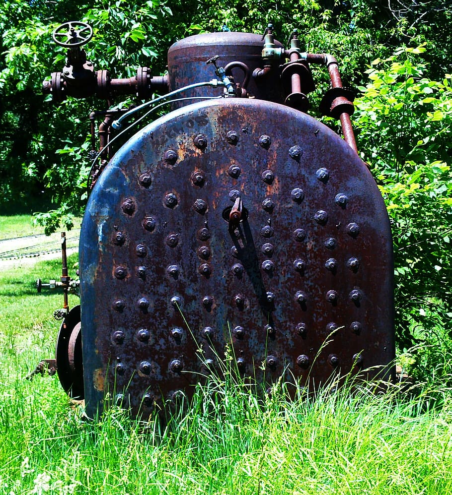 tank, old, rust, rusty, cemetery, metal, plant, grass, field HD wallpaper