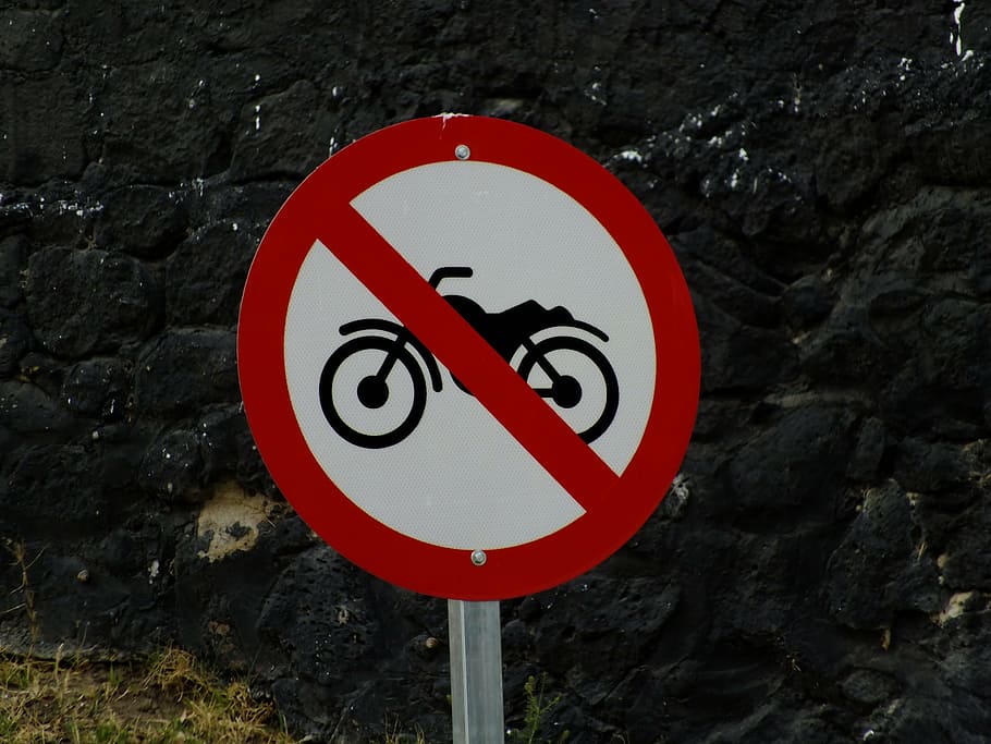 no motorcycles, traffic sign, prohibition sign, forbidden, vehicle, HD wallpaper