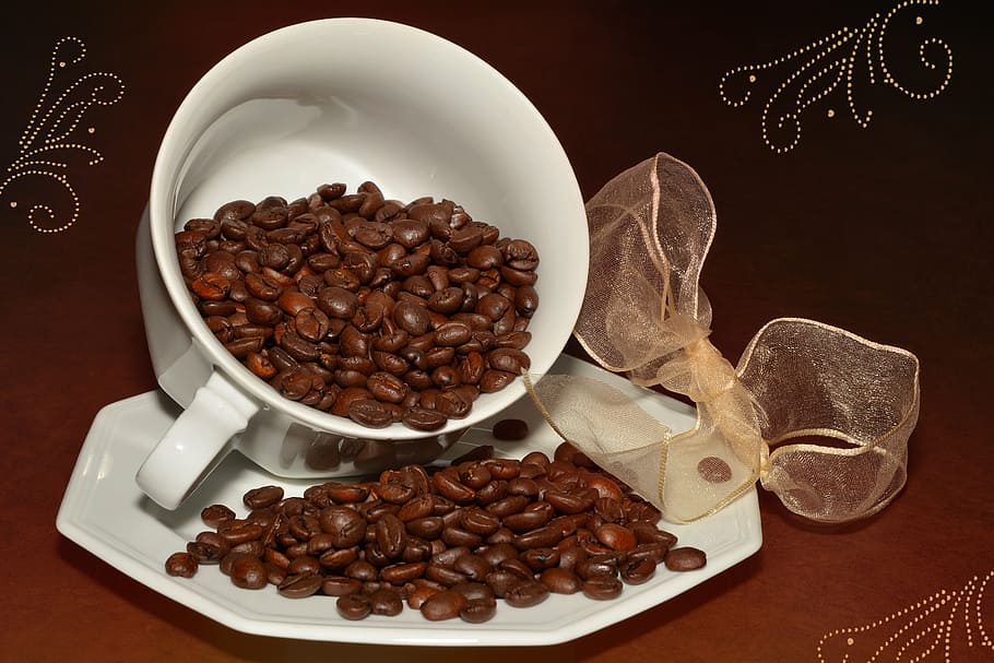 coffee beans, roasted, coffee cup, caffeine, food and drink HD wallpaper