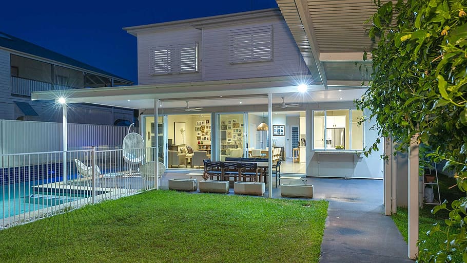 white house, deck, home, buildi, outdoor, garden, construction HD wallpaper
