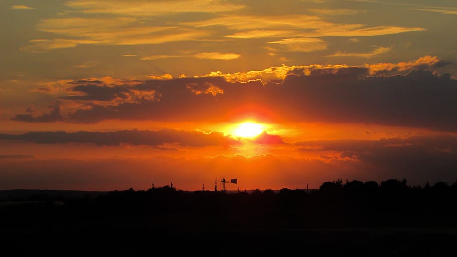 Sunset, Clouds, Evening, Sunlight, shadows, nature, landscape HD wallpaper