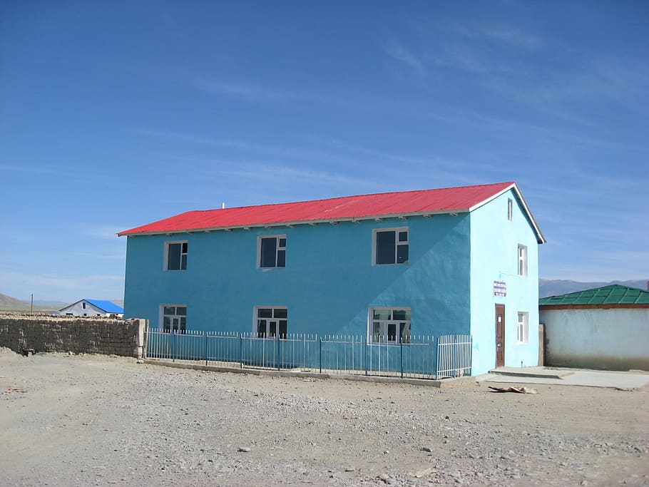 mongolia, gobi, altai, steppe, house, painted, architecture HD wallpaper