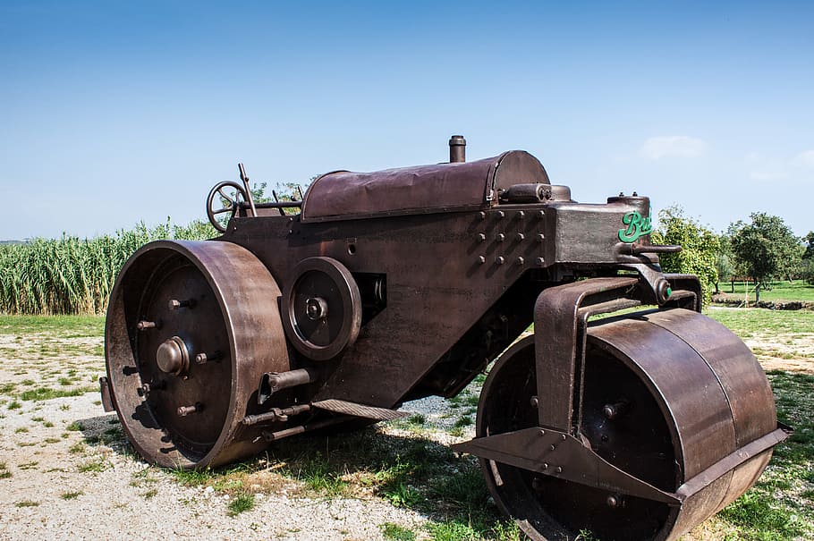 roll, road construction, compaction, road roller, tractor, transportation HD wallpaper
