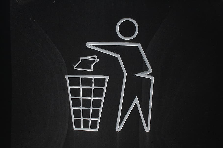 garbage can, symbol, black background, studio shot, indoors HD wallpaper