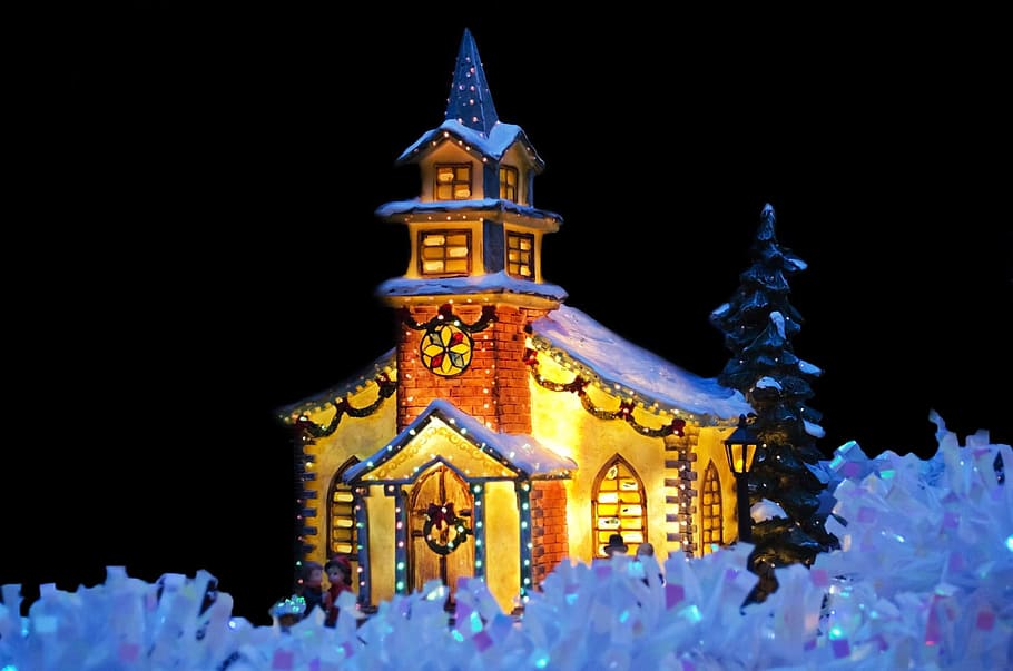 brown painted house, background, candle, card, chapel, christian HD wallpaper