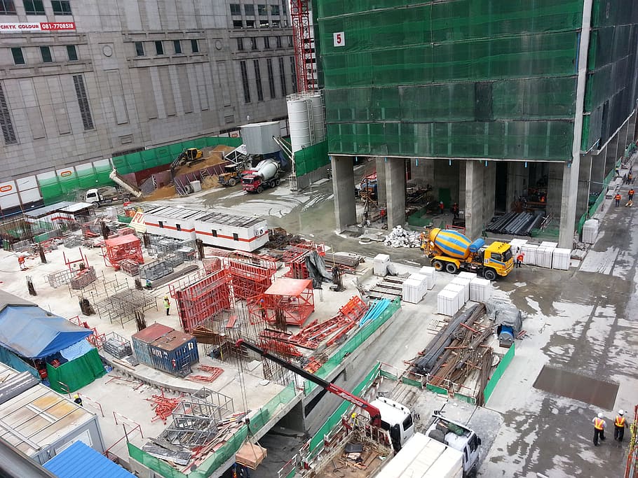 construction, building, site view, bangkok, industry, high angle view HD wallpaper