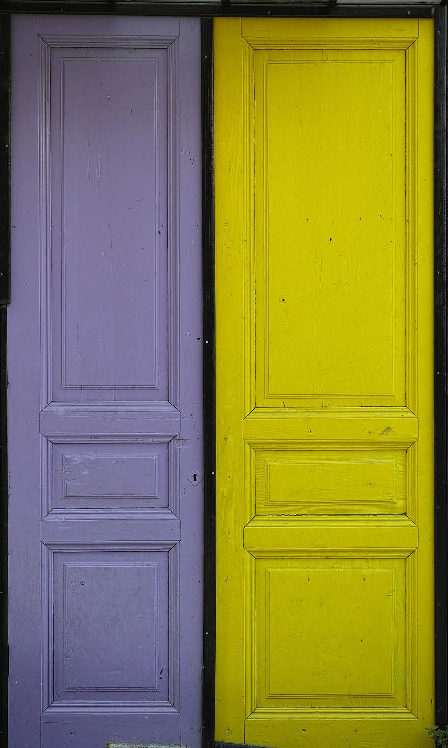 Door, Purple, Yellow, Plato, Building, architecture, background, HD wallpaper