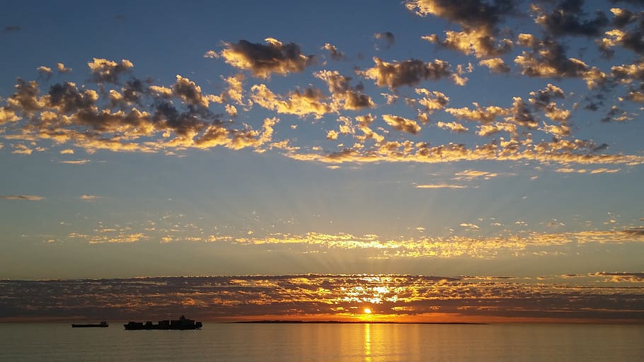 sunset, ocean, sea, sky, clouds, beach, nature, travel, vacation HD wallpaper