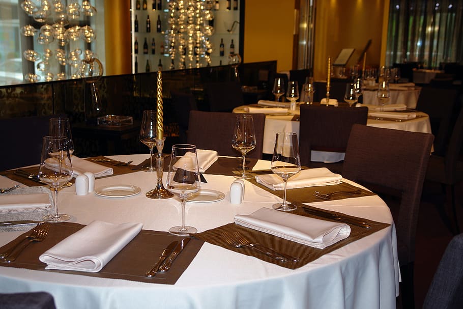 Restaurant, Table, Dinner, Dining, decoration, setting, knife, HD wallpaper