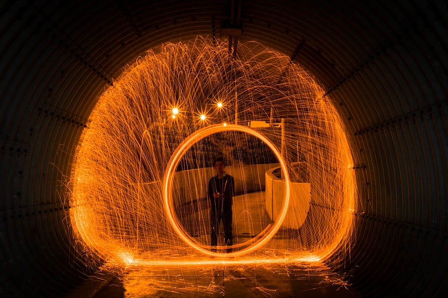 fire, light, orange, flame, bright, night, star, heat, explosion HD wallpaper