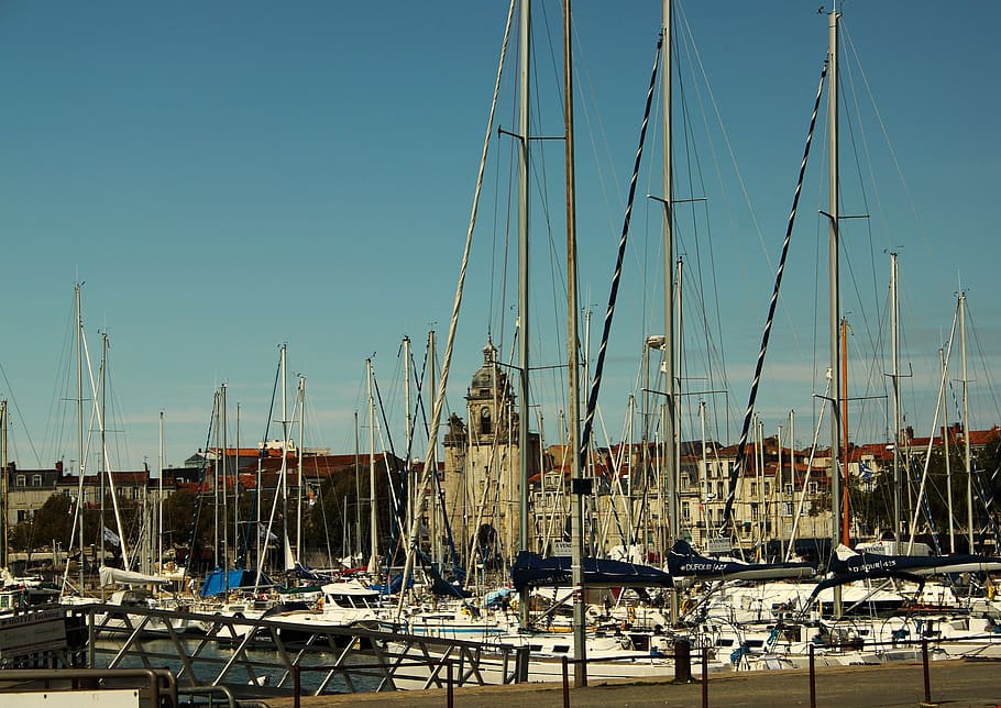 la rochelle, city, promenade, harbor ships, south of france, HD wallpaper