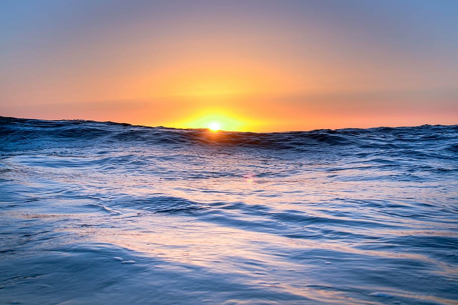 body of water a golden hour, sunset, beach, sea, sky, beauty HD wallpaper