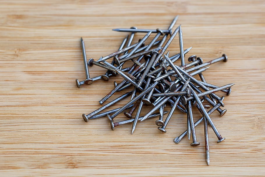 nails, pile, metal, indoors, still life, large group of objects HD wallpaper