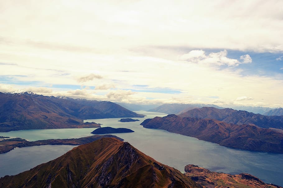 mountain, water, landscape, panoramic, nature, cloud - sky HD wallpaper