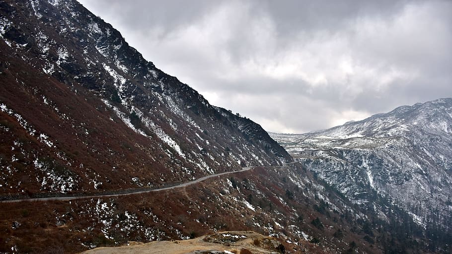 mountain, nature, snow, panoramic, landscape, rock, ice, winter HD wallpaper