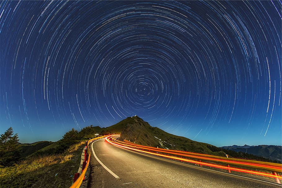 time lapse photography of concrete road, timelapse, mountain HD wallpaper
