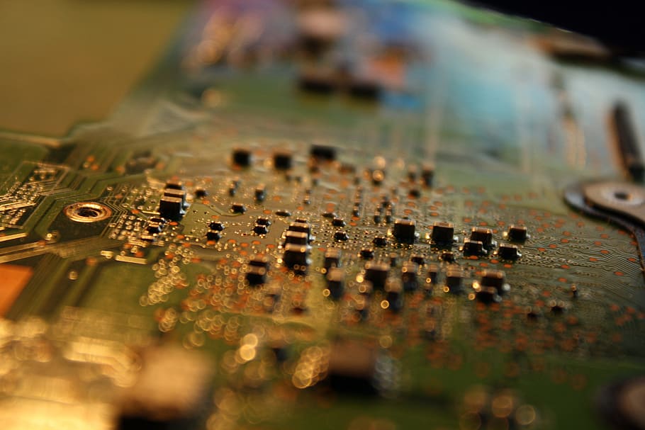green circuit board, Technical, Electronics, old, recycling HD wallpaper