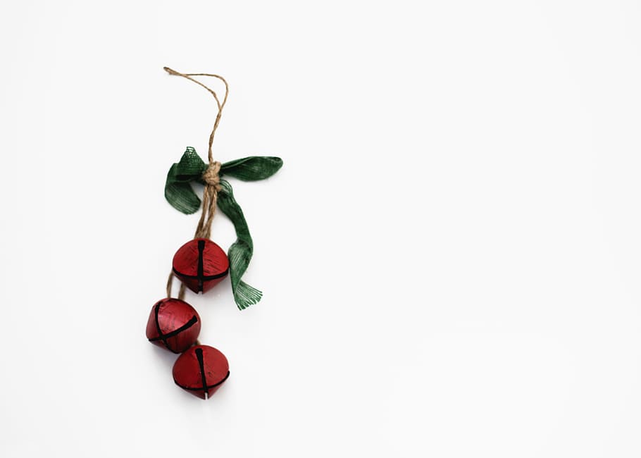 red bell decor, red and green hanging bell ornament, bells, decoration HD wallpaper