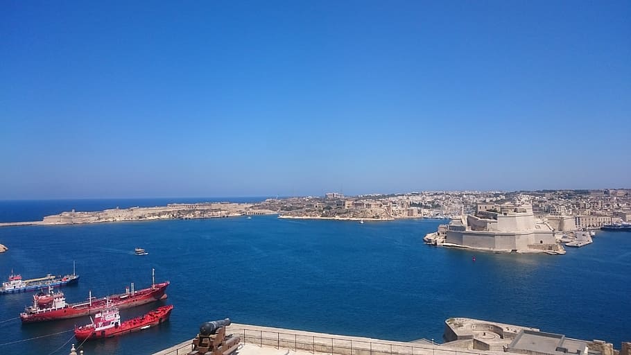 malta, sea, ocean, blue, summer, stone, coast, boats, travel HD wallpaper